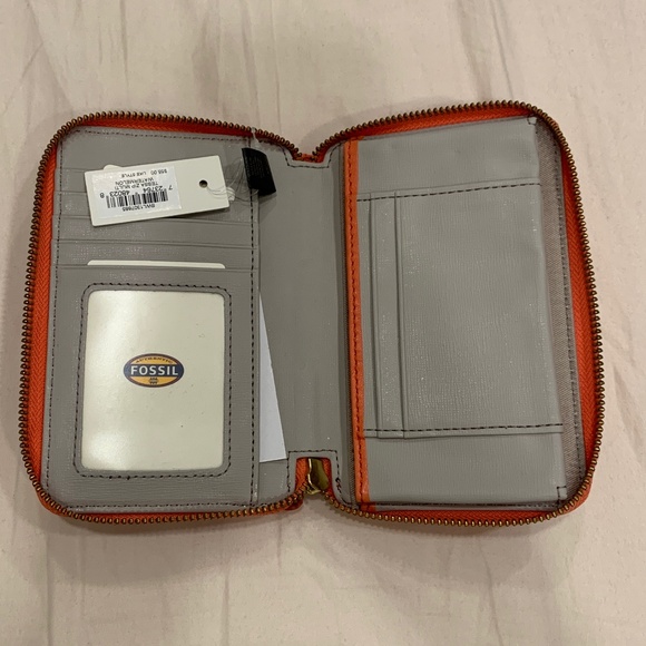 NEW fossil wallet in orange - lots of card slots! - Picture 4 of 8